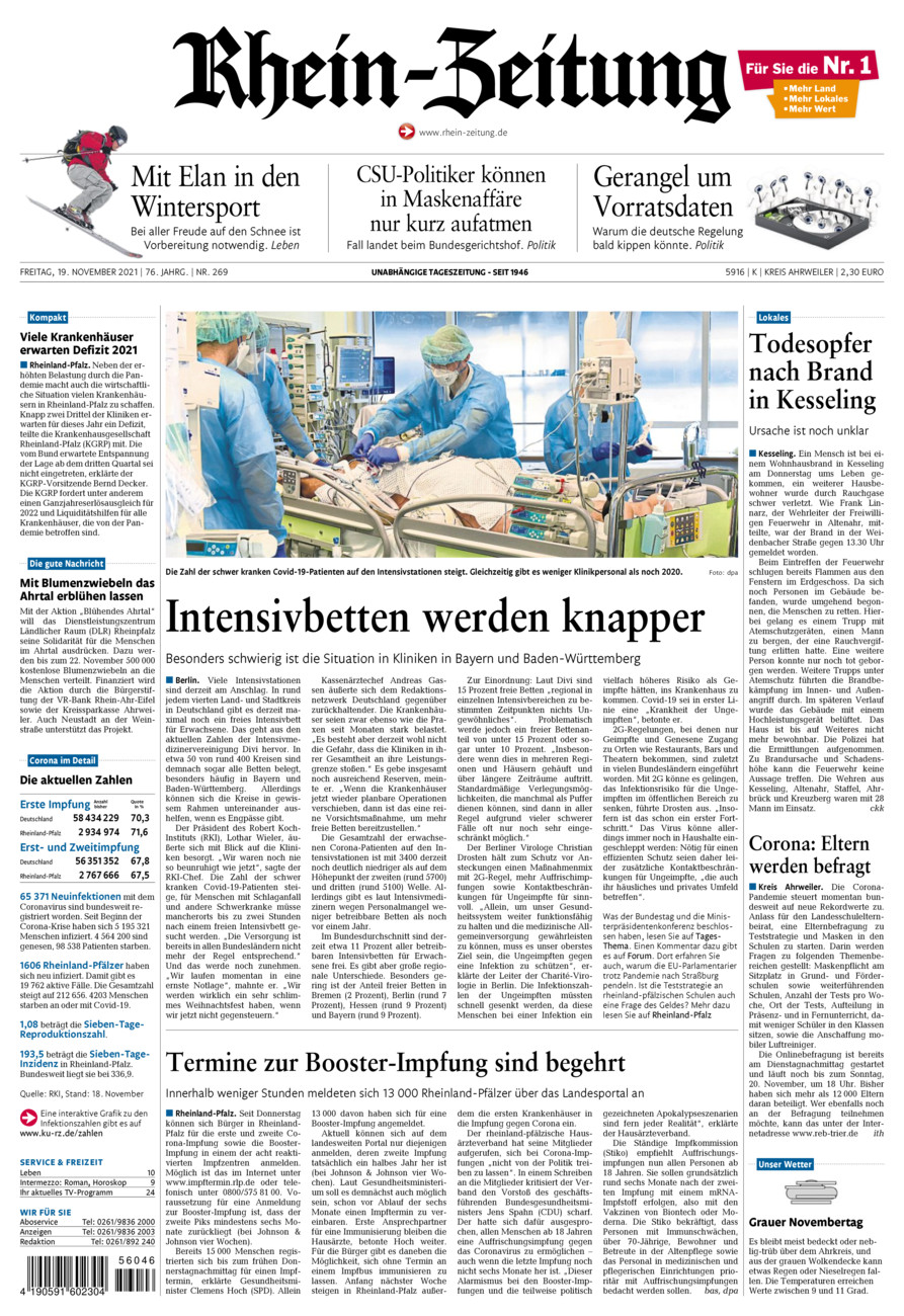 Rhein-Zeitung Kreis Ahrweiler vom Freitag, 19.11.2021