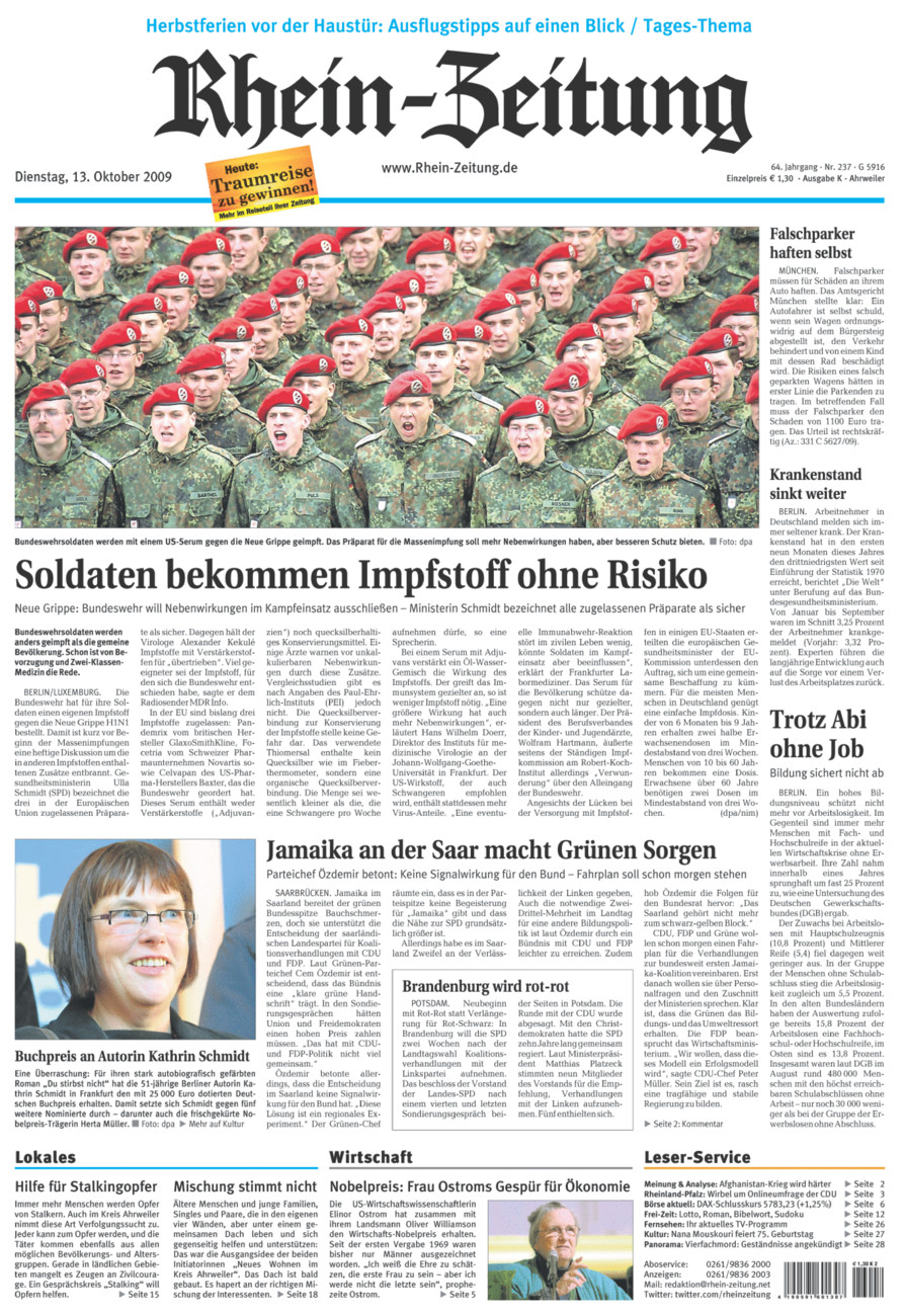 Rhein-Zeitung Kreis Ahrweiler vom Dienstag, 13.10.2009
