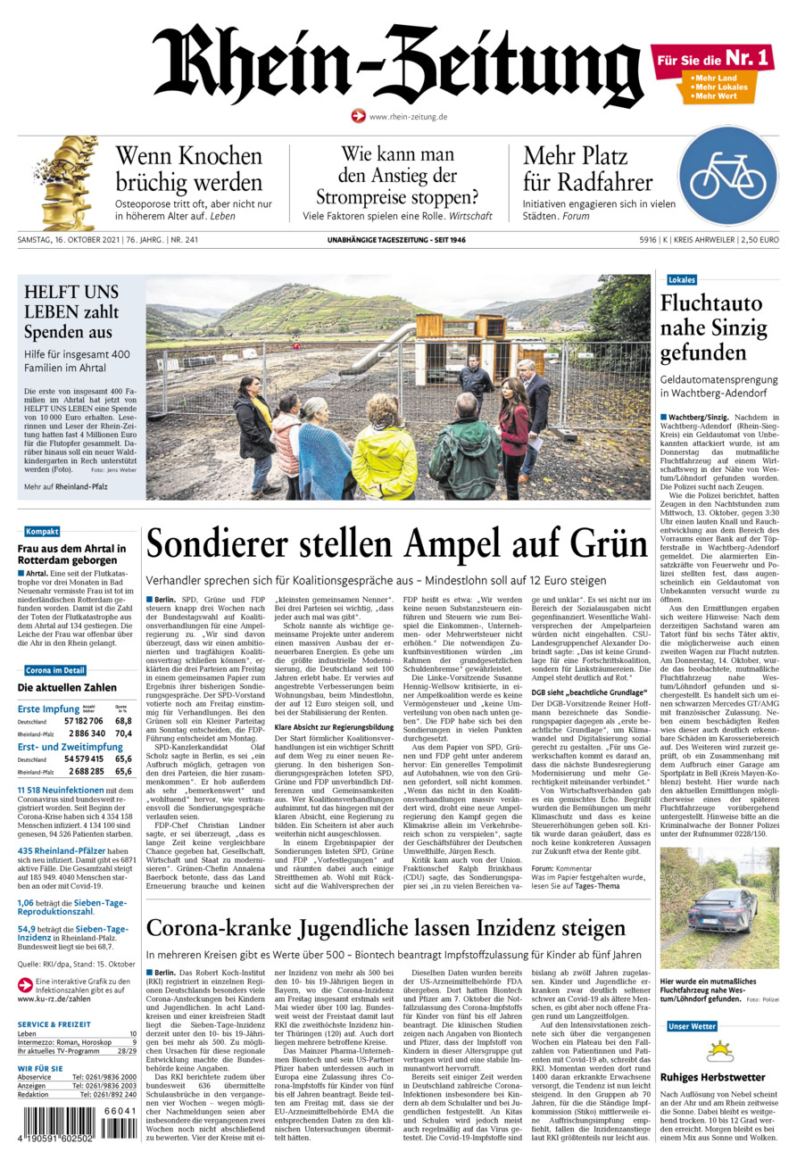 Rhein-Zeitung Kreis Ahrweiler vom Samstag, 16.10.2021