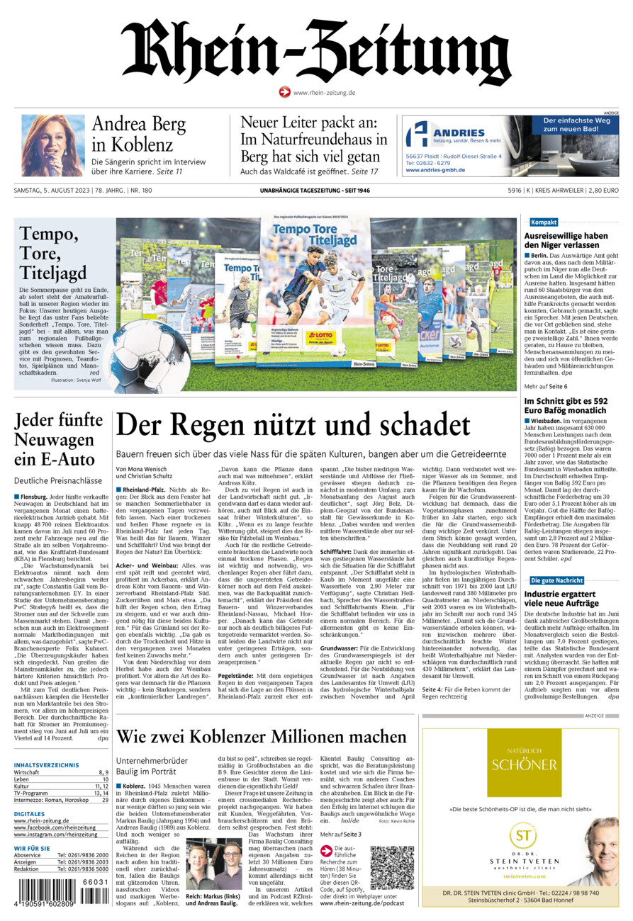 Rhein-Zeitung Kreis Ahrweiler vom Samstag, 05.08.2023