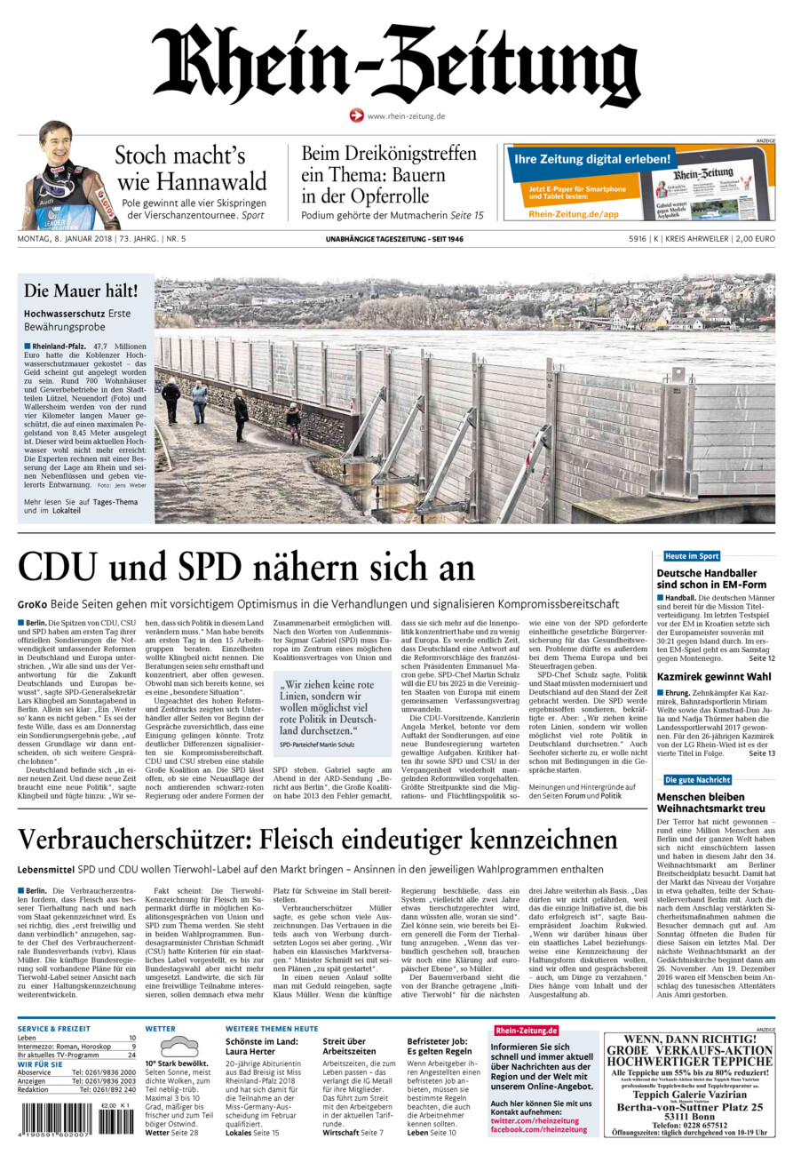 Rhein-Zeitung Kreis Ahrweiler vom Montag, 08.01.2018