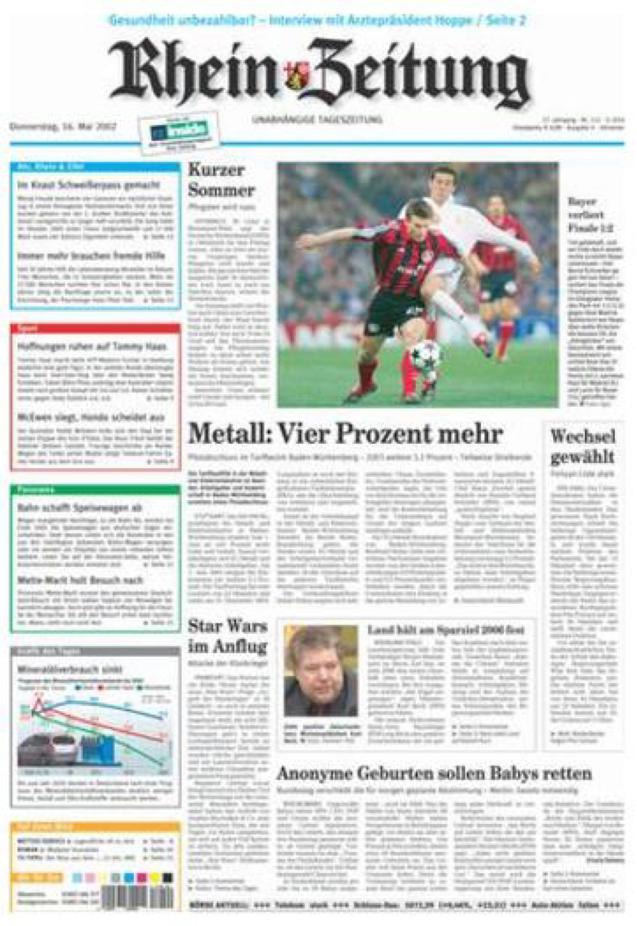Rhein-Zeitung Kreis Ahrweiler vom Donnerstag, 16.05.2002