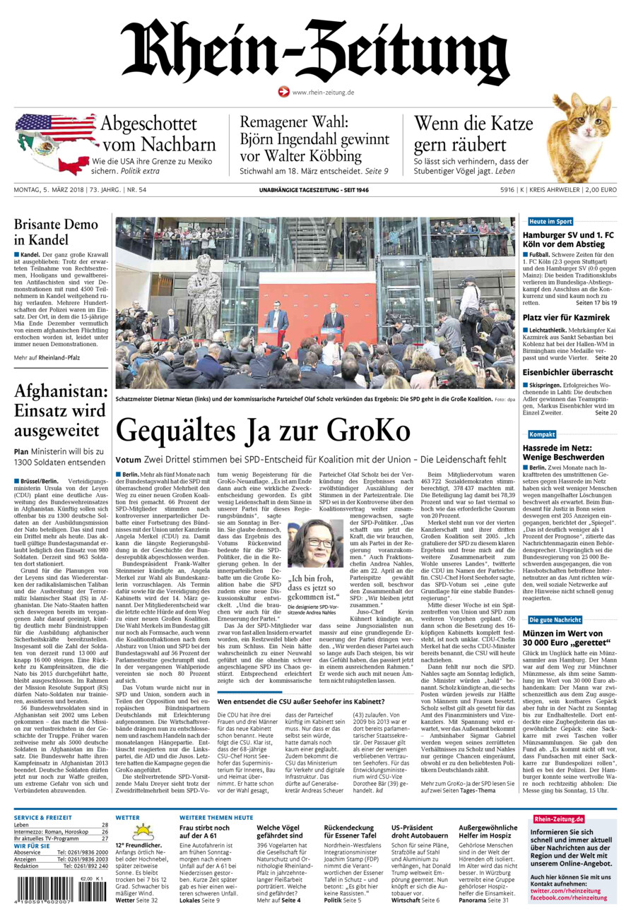 Rhein-Zeitung Kreis Ahrweiler vom Montag, 05.03.2018