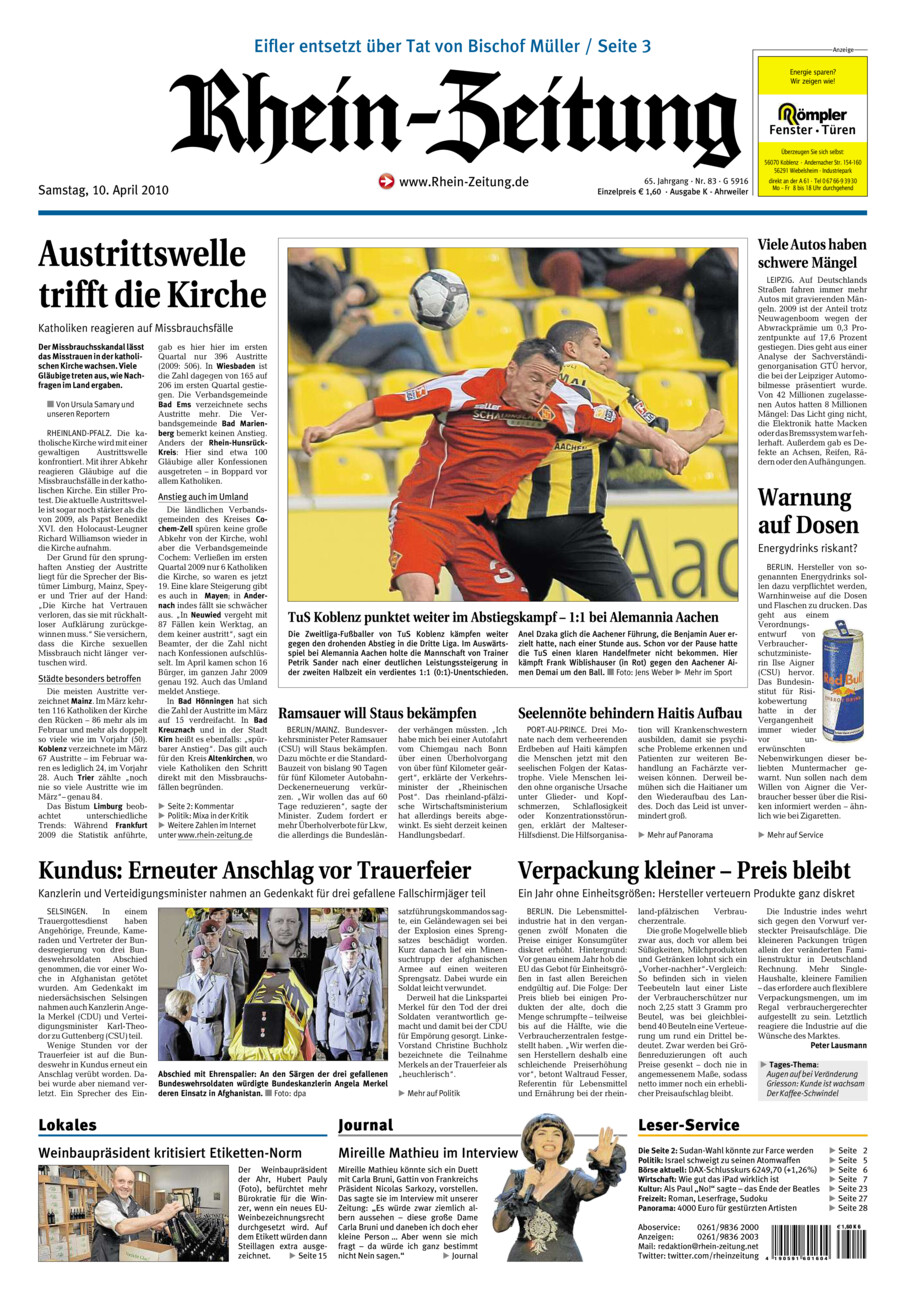 Rhein-Zeitung Kreis Ahrweiler vom Samstag, 10.04.2010