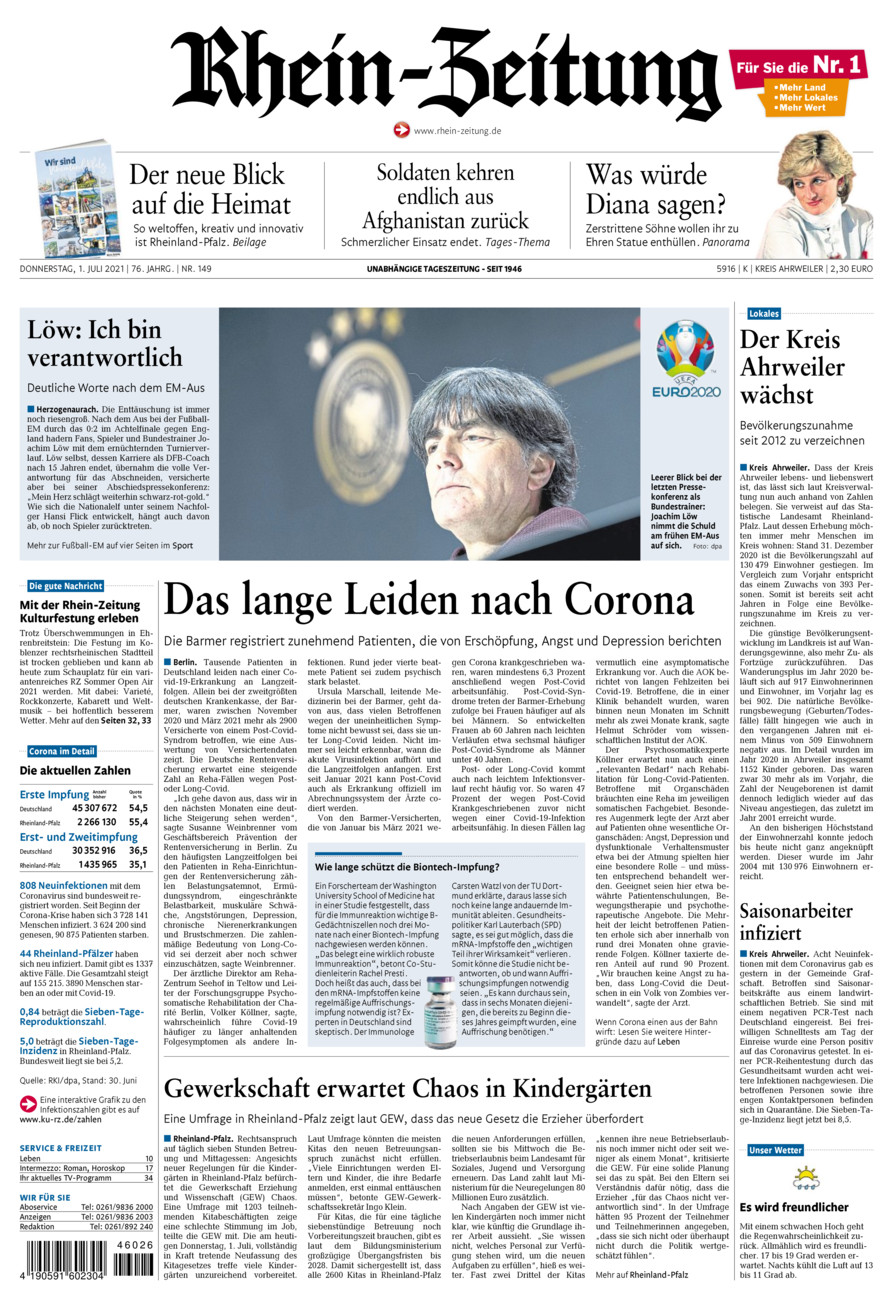 Rhein-Zeitung Kreis Ahrweiler vom Donnerstag, 01.07.2021