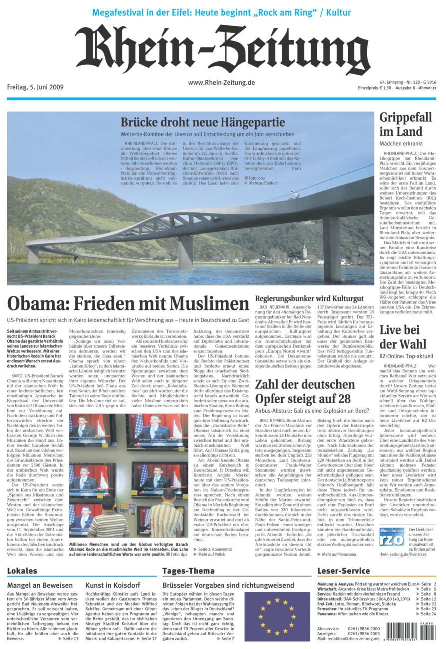 Rhein-Zeitung Kreis Ahrweiler vom Freitag, 05.06.2009