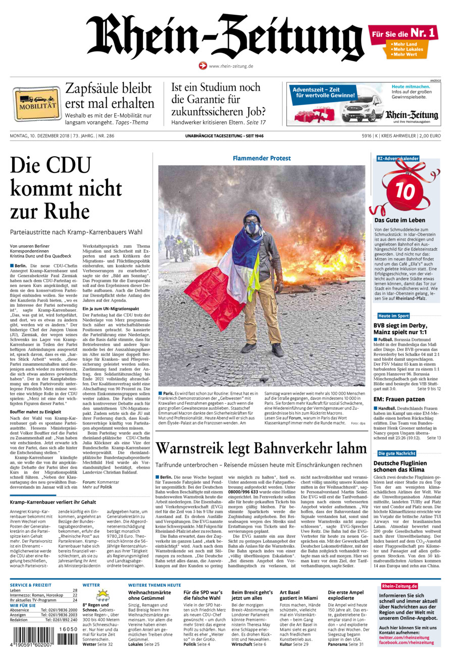 Rhein-Zeitung Kreis Ahrweiler vom Montag, 10.12.2018
