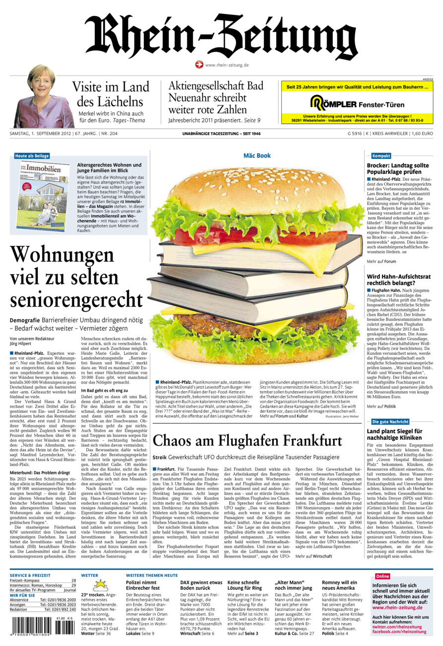 Rhein-Zeitung Kreis Ahrweiler vom Samstag, 01.09.2012