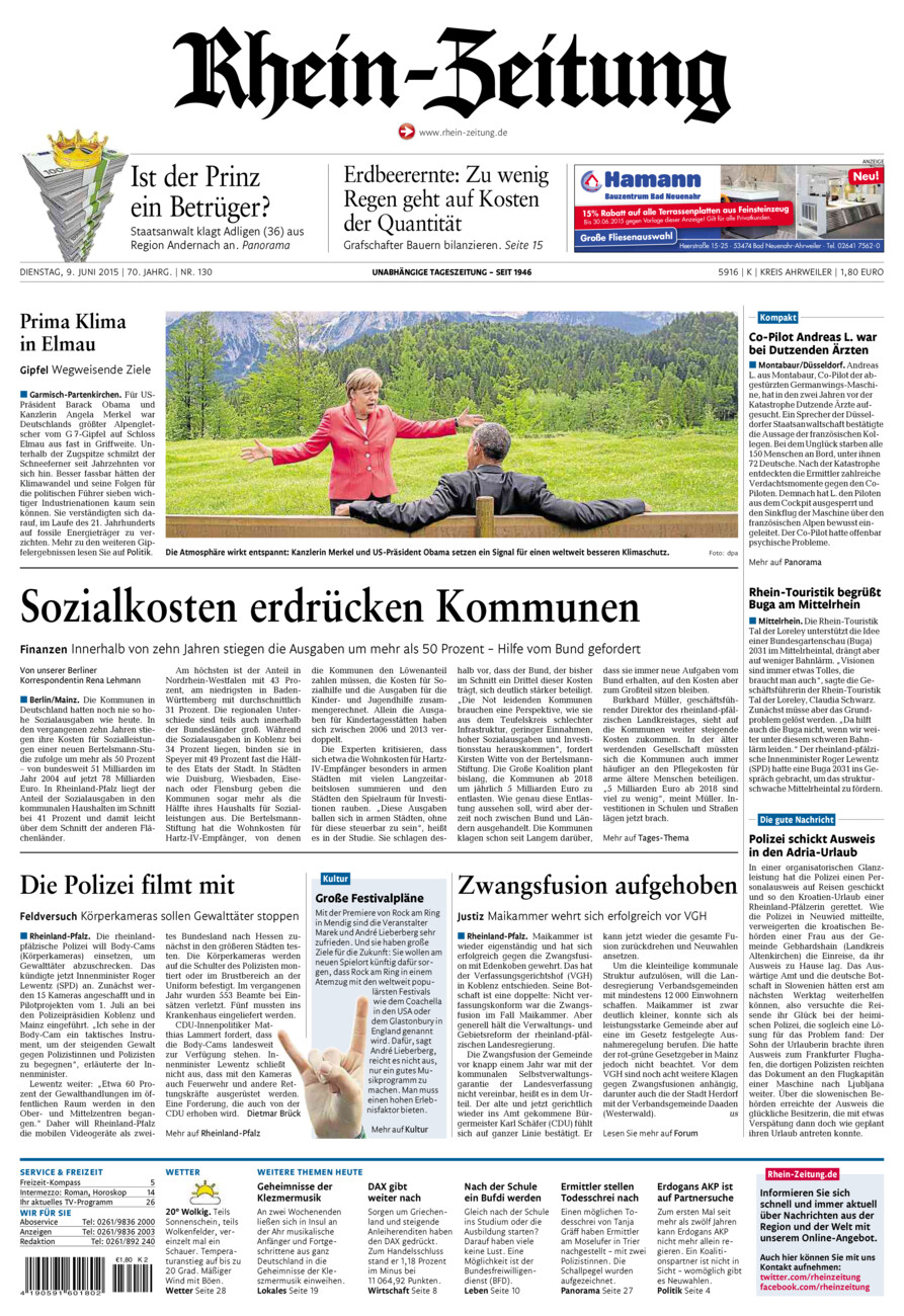 Rhein-Zeitung Kreis Ahrweiler vom Dienstag, 09.06.2015