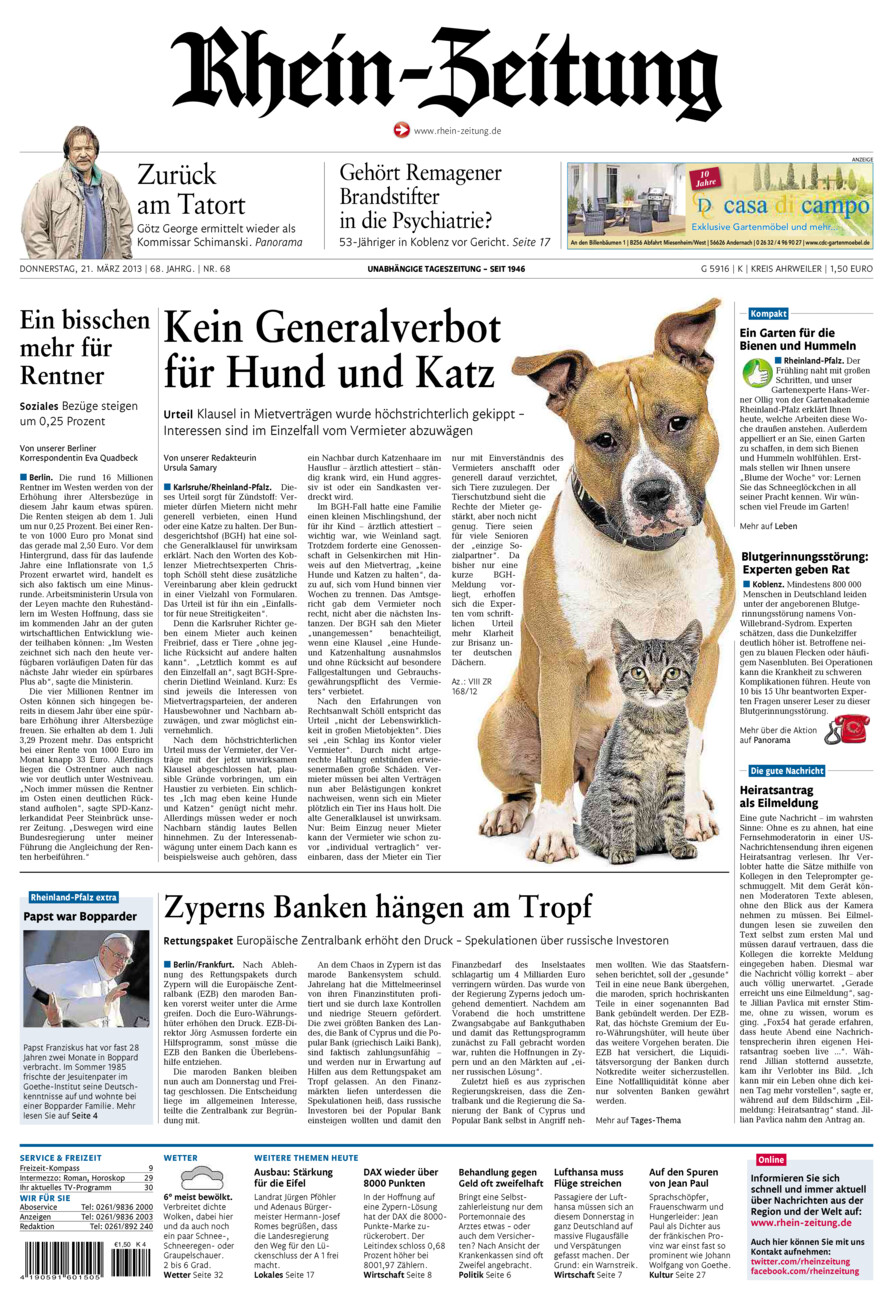 Rhein-Zeitung Kreis Ahrweiler vom Donnerstag, 21.03.2013
