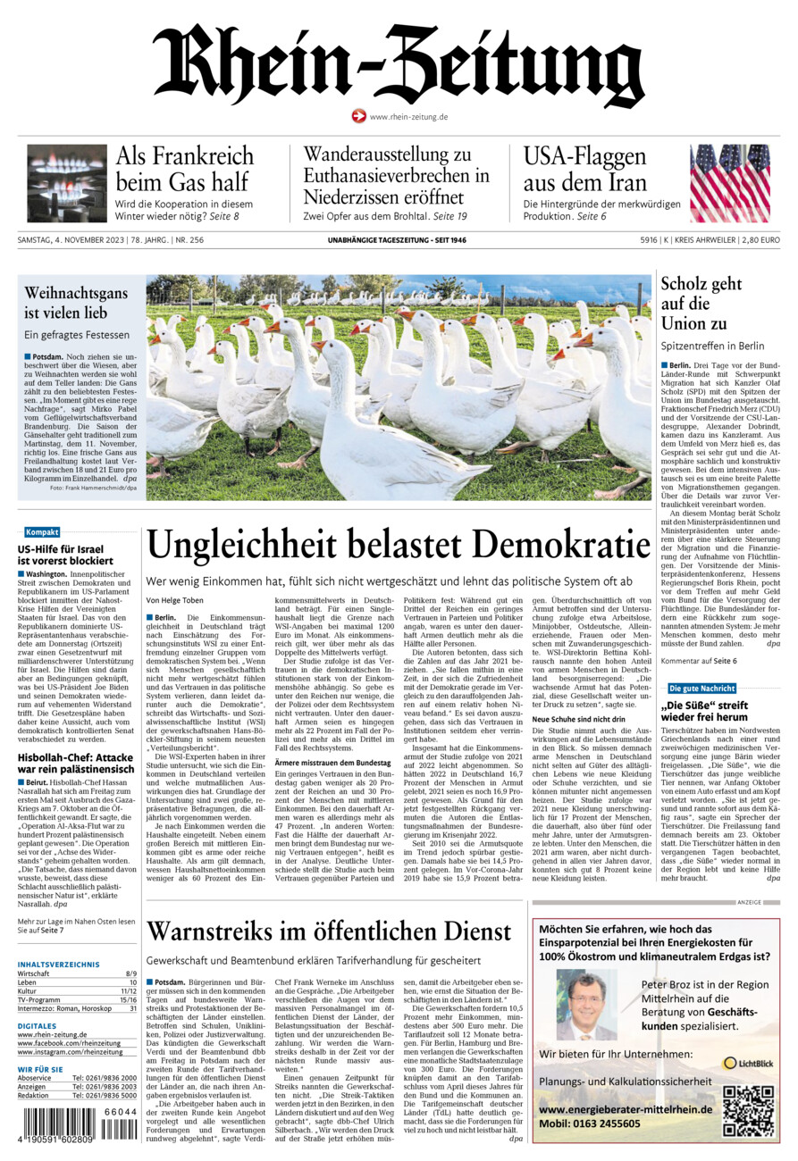 Rhein-Zeitung Kreis Ahrweiler vom Samstag, 04.11.2023
