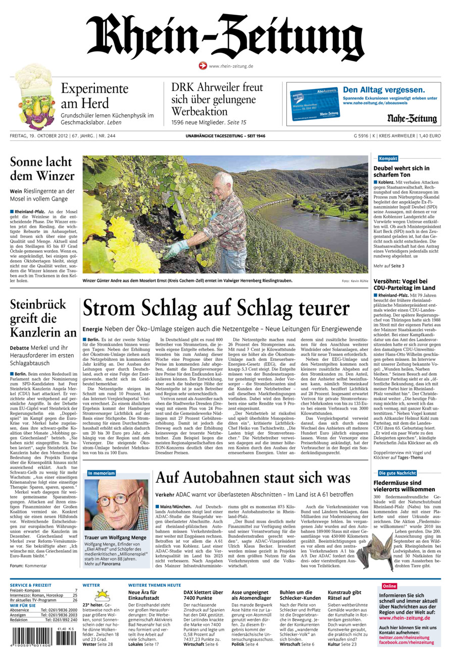 Rhein-Zeitung Kreis Ahrweiler vom Freitag, 19.10.2012
