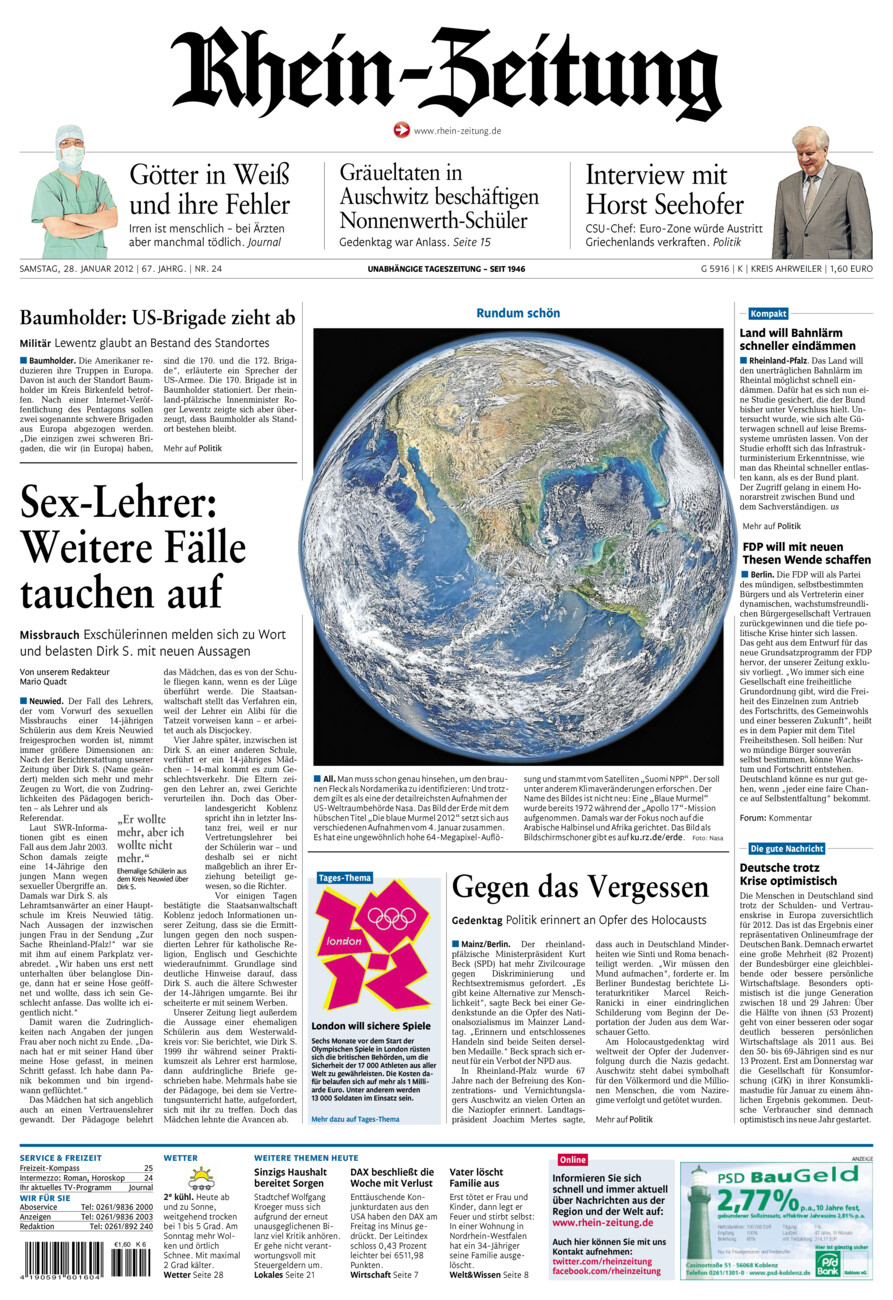 Rhein-Zeitung Kreis Ahrweiler vom Samstag, 28.01.2012