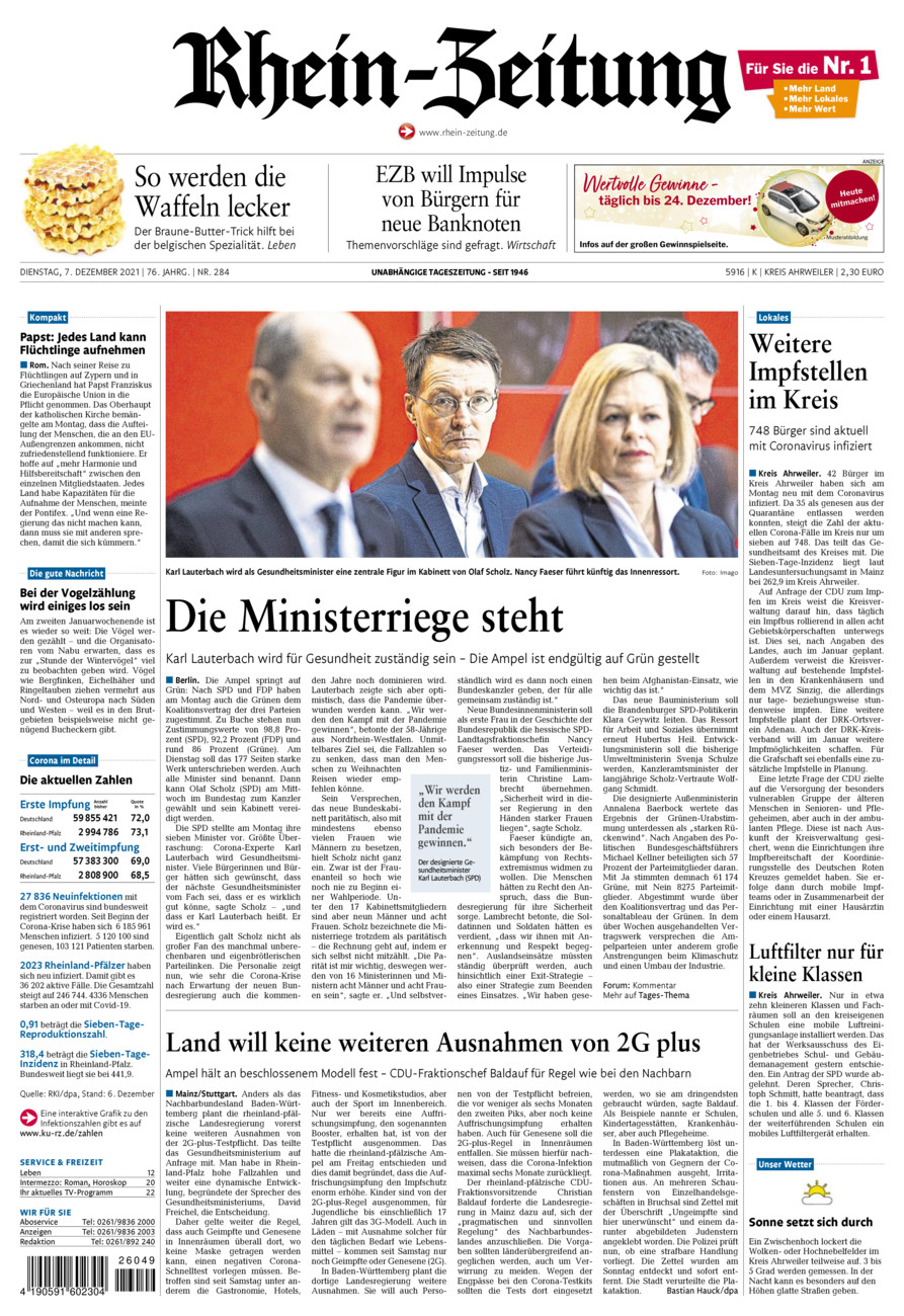 Rhein-Zeitung Kreis Ahrweiler vom Dienstag, 07.12.2021