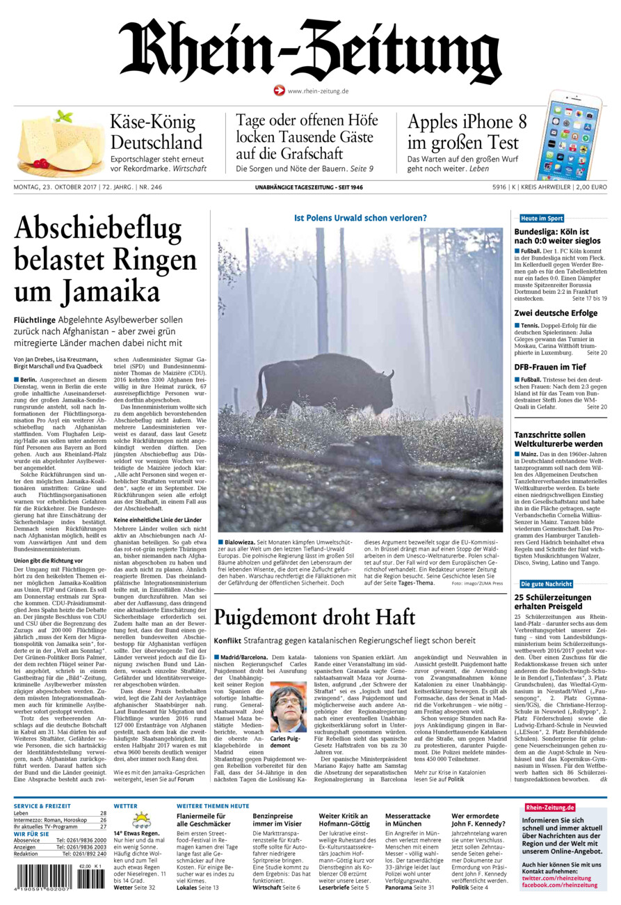 Rhein-Zeitung Kreis Ahrweiler vom Montag, 23.10.2017