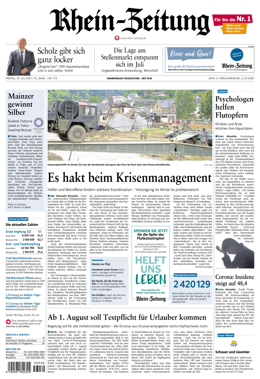 Rhein-Zeitung Kreis Ahrweiler vom Freitag, 30.07.2021