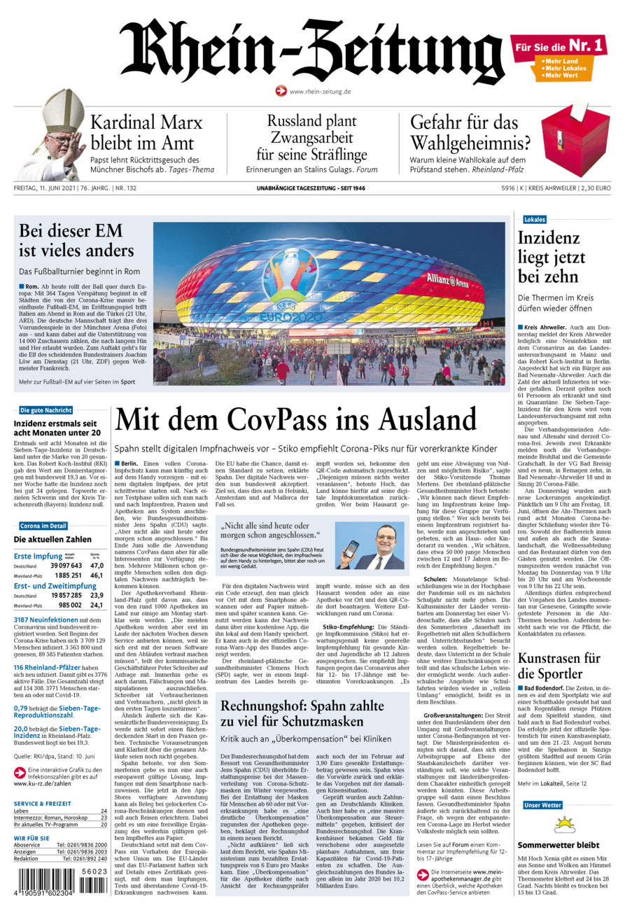 Rhein-Zeitung Kreis Ahrweiler vom Freitag, 11.06.2021