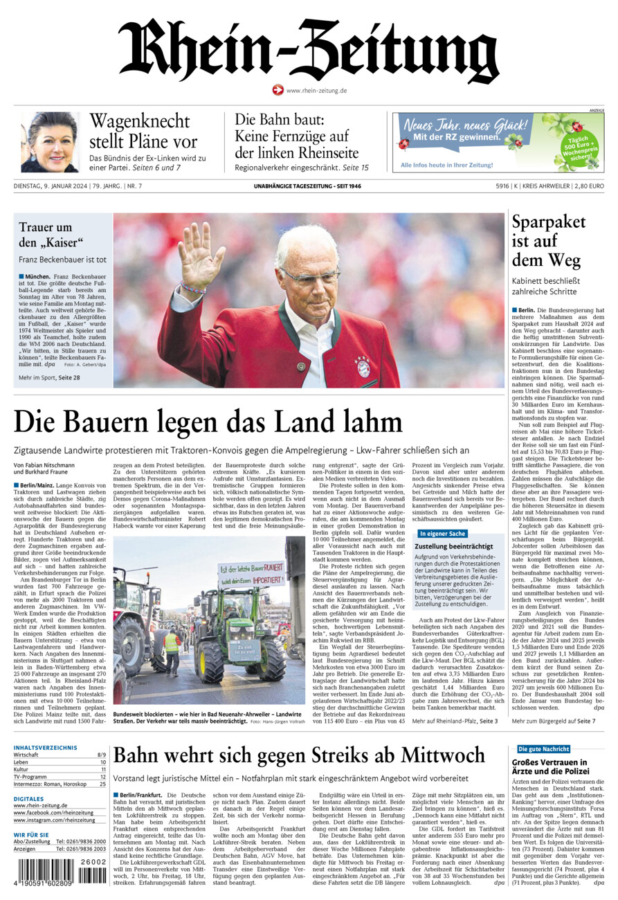 Rhein-Zeitung Kreis Ahrweiler vom Dienstag, 09.01.2024