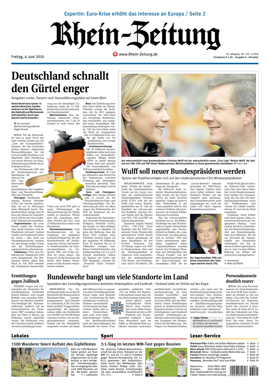 Rhein-Zeitung Kreis Ahrweiler vom Freitag, 04.06.2010