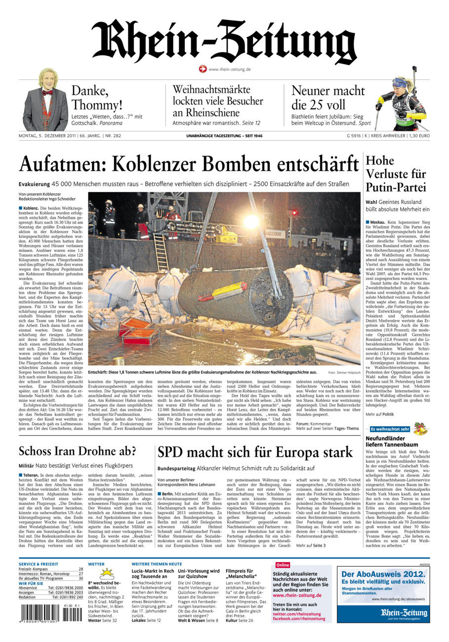 Rhein-Zeitung Kreis Ahrweiler vom Montag, 05.12.2011