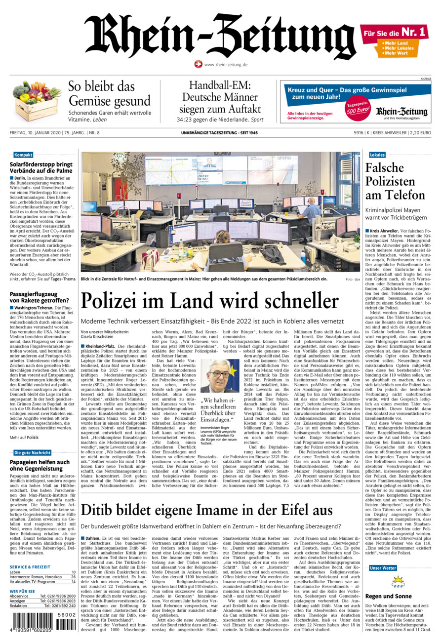 Rhein-Zeitung Kreis Ahrweiler vom Freitag, 10.01.2020