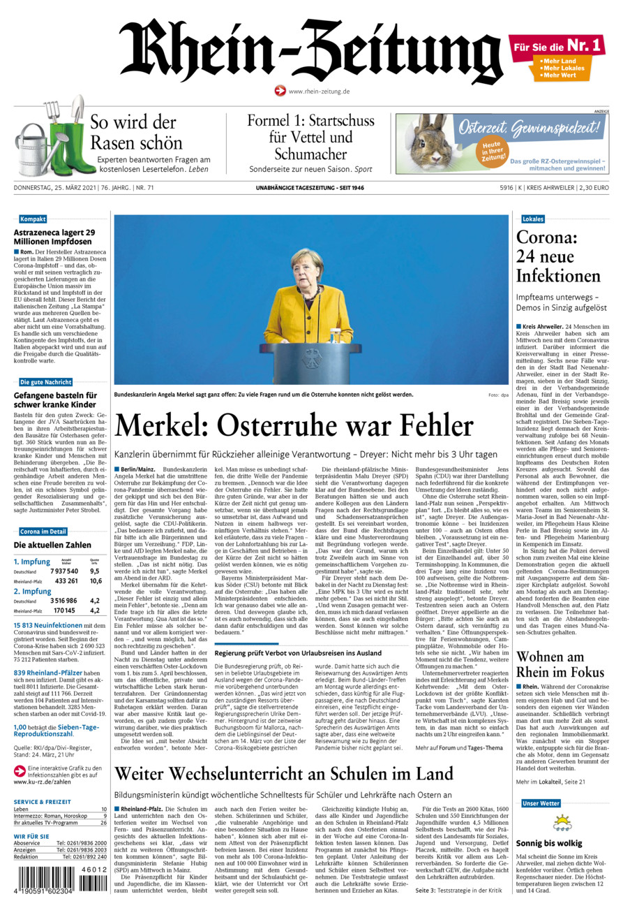 Rhein-Zeitung Kreis Ahrweiler vom Donnerstag, 25.03.2021