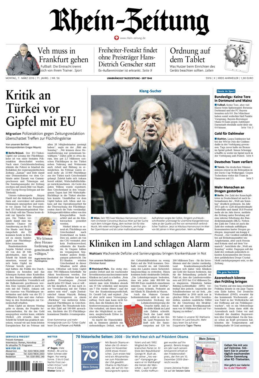 Rhein-Zeitung Kreis Ahrweiler vom Montag, 07.03.2016