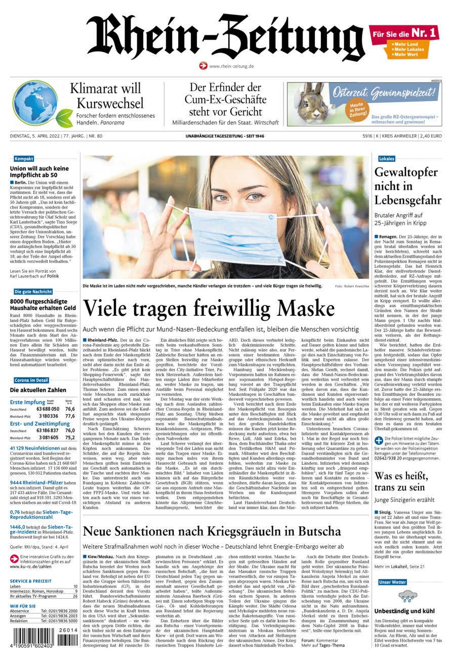 Rhein-Zeitung Kreis Ahrweiler vom Dienstag, 05.04.2022
