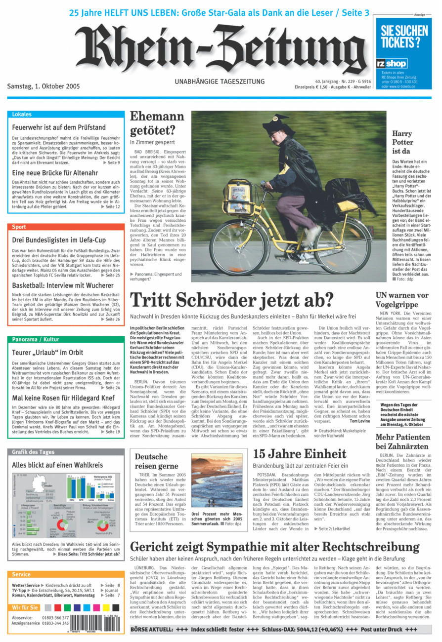 Rhein-Zeitung Kreis Ahrweiler vom Samstag, 01.10.2005