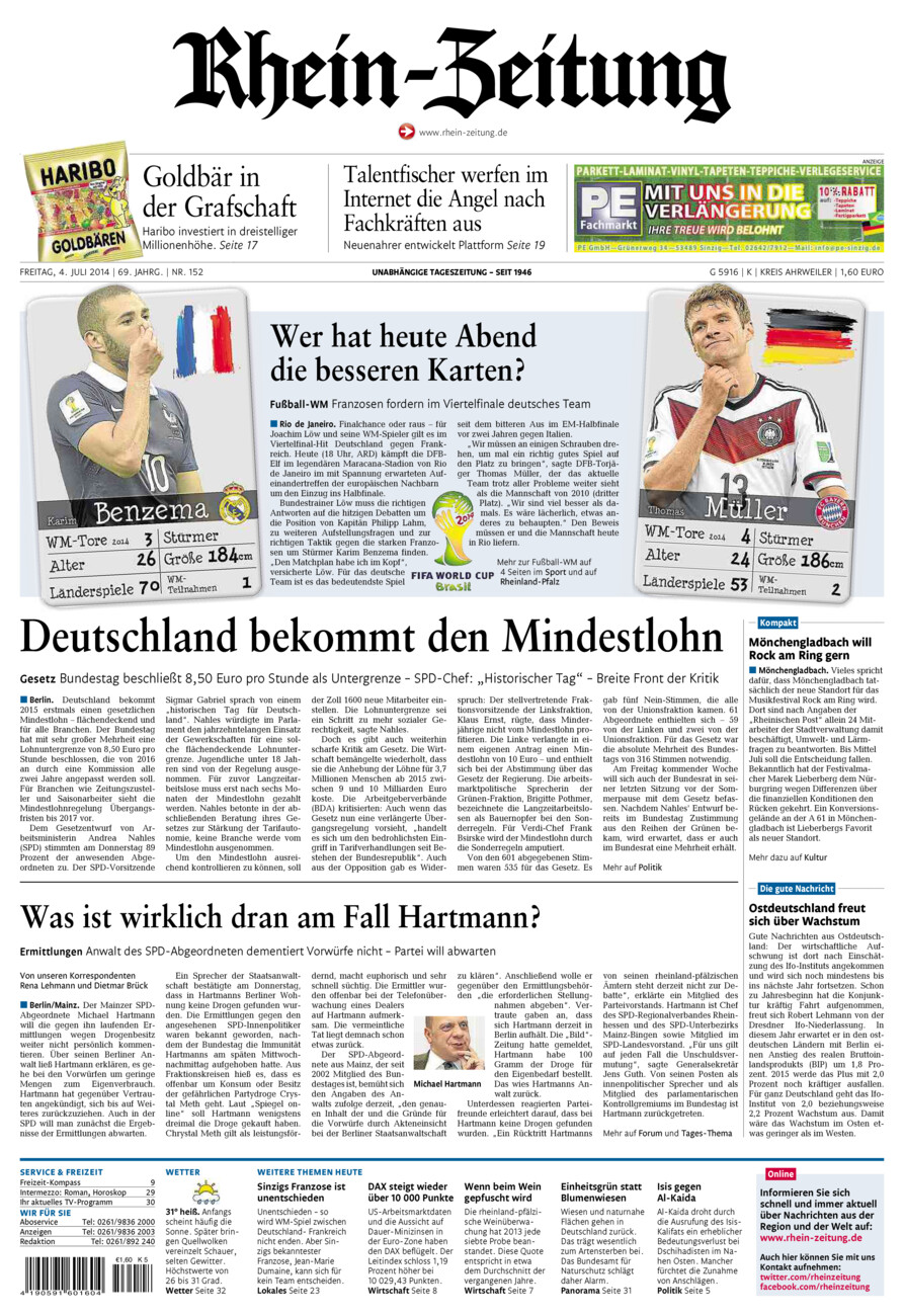 Rhein-Zeitung Kreis Ahrweiler vom Freitag, 04.07.2014