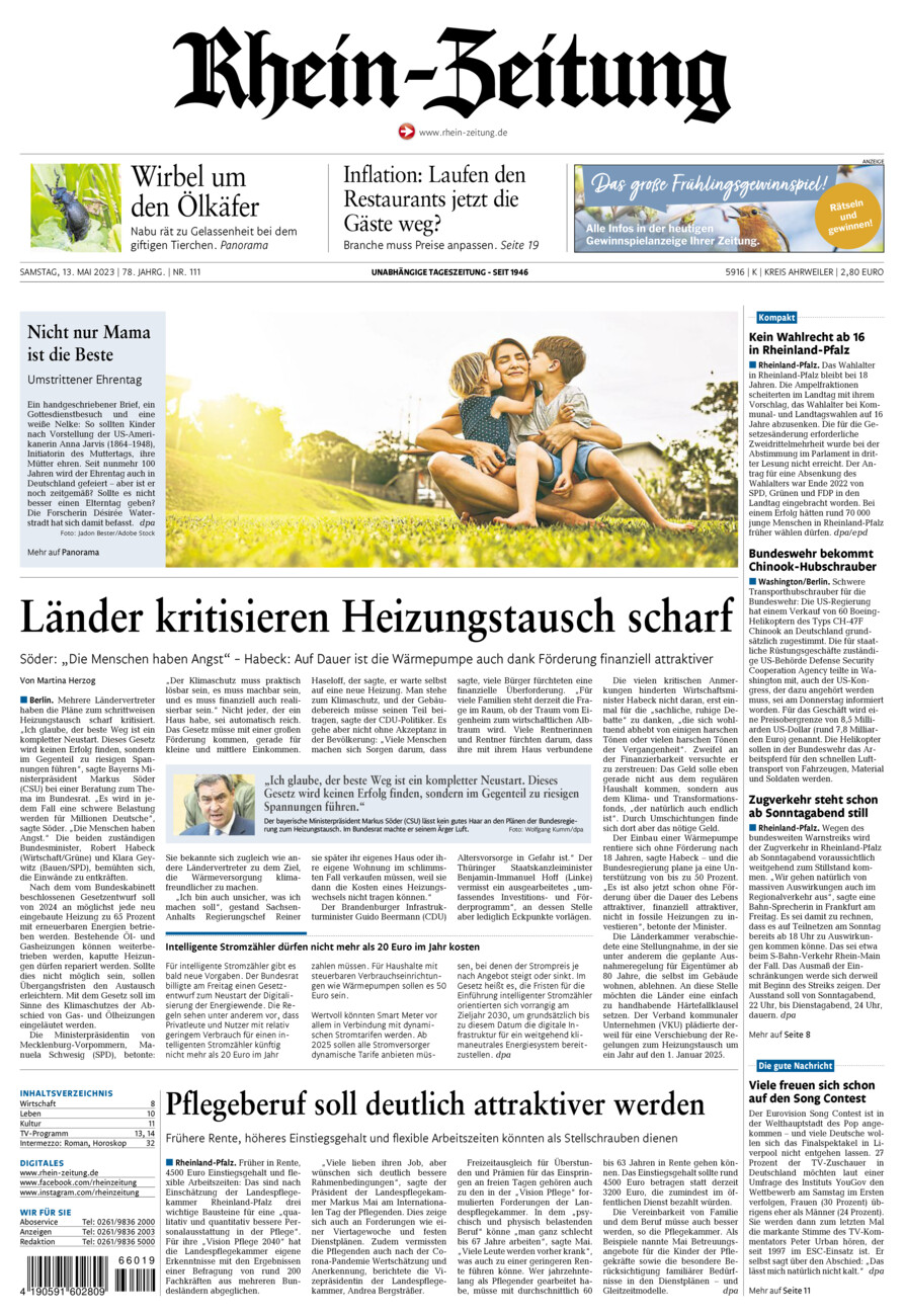 Rhein-Zeitung Kreis Ahrweiler vom Samstag, 13.05.2023