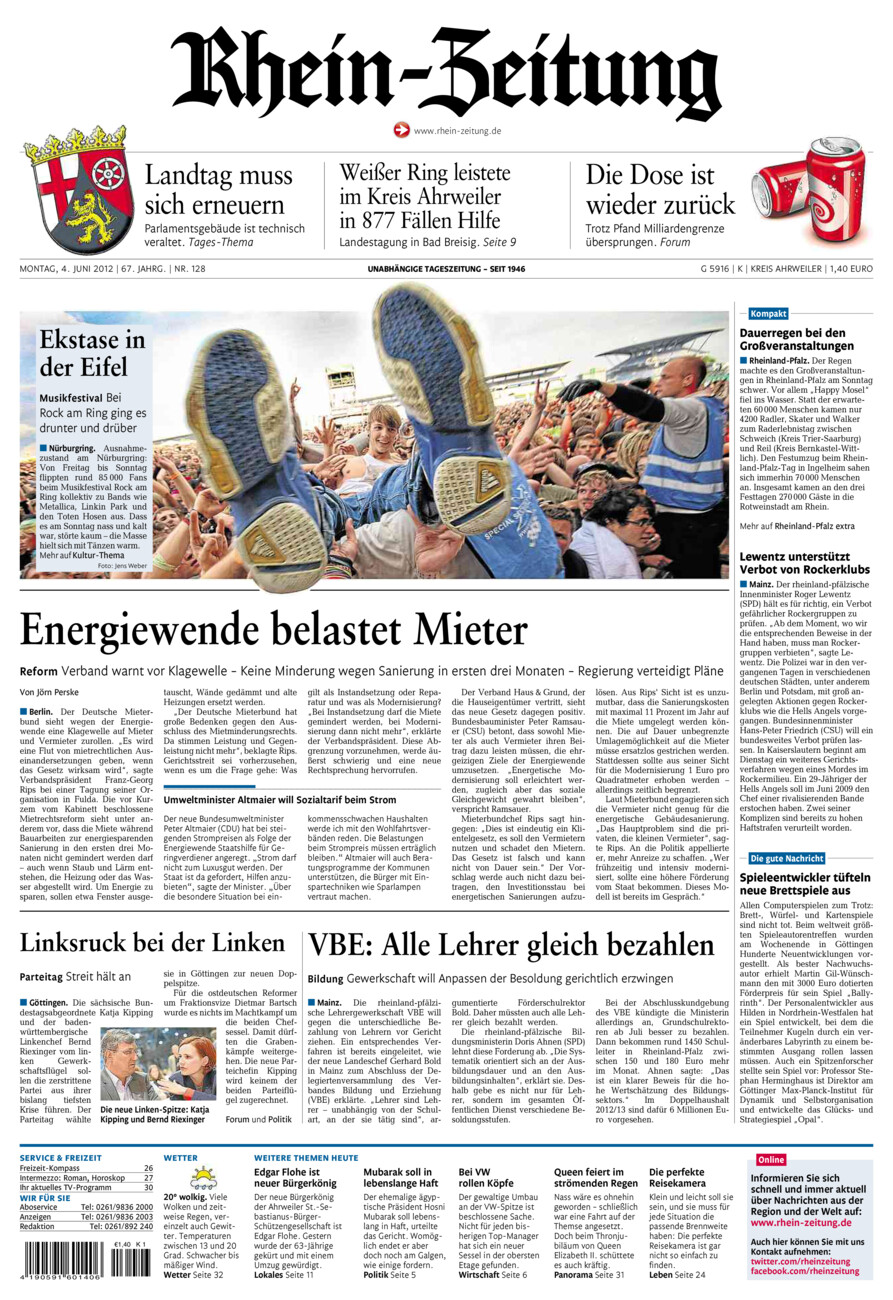 Rhein-Zeitung Kreis Ahrweiler vom Montag, 04.06.2012