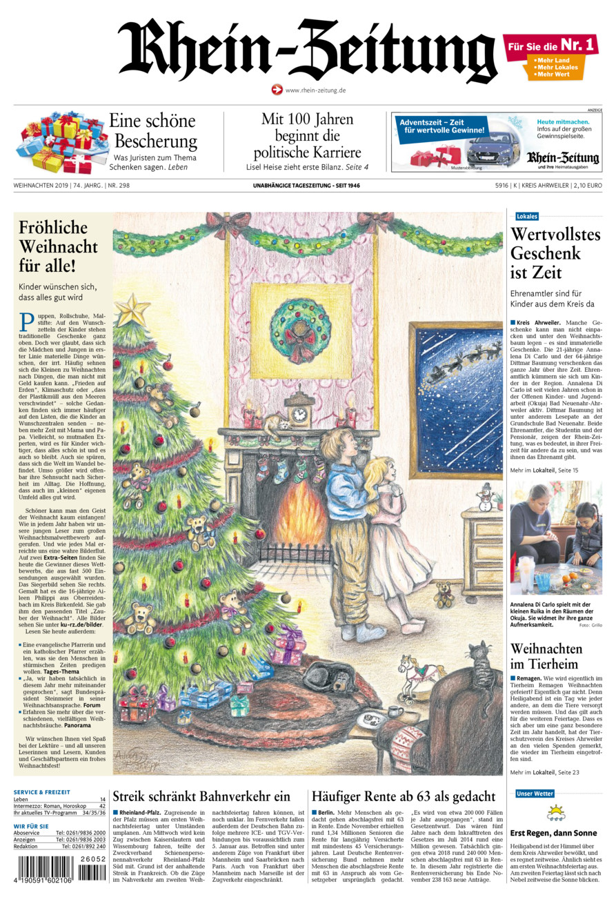 Rhein-Zeitung Kreis Ahrweiler vom Dienstag, 24.12.2019