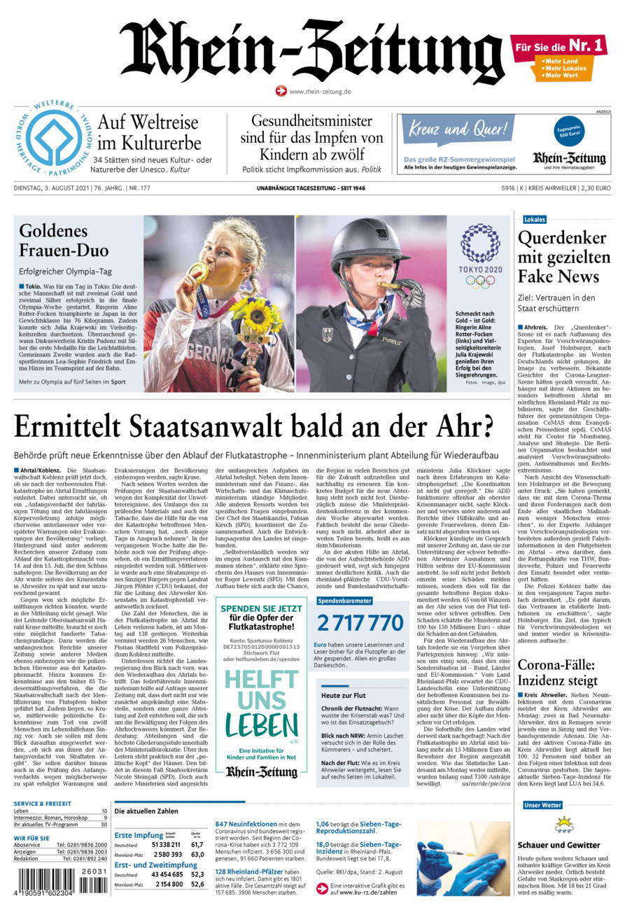 Rhein-Zeitung Kreis Ahrweiler vom Dienstag, 03.08.2021