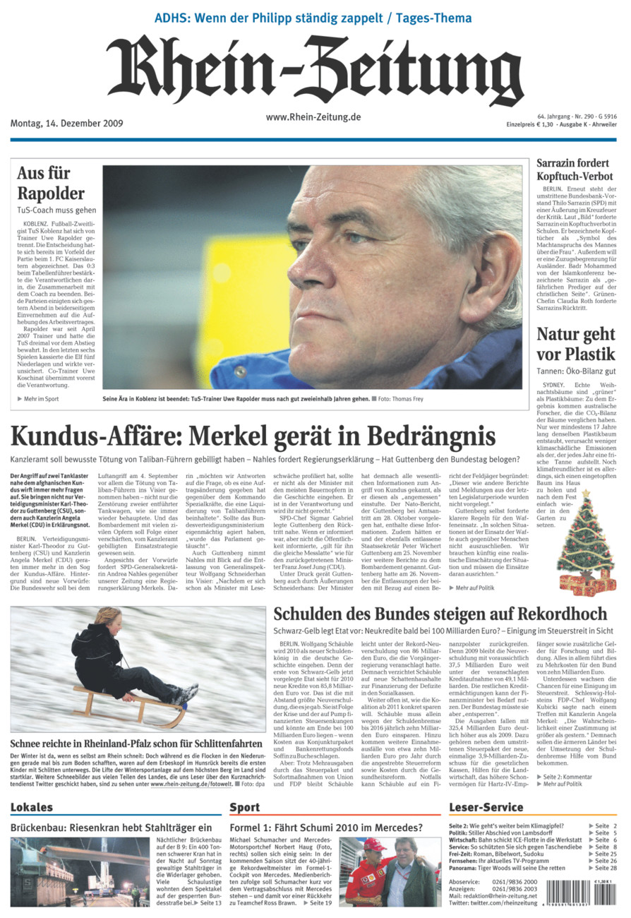 Rhein-Zeitung Kreis Ahrweiler vom Montag, 14.12.2009