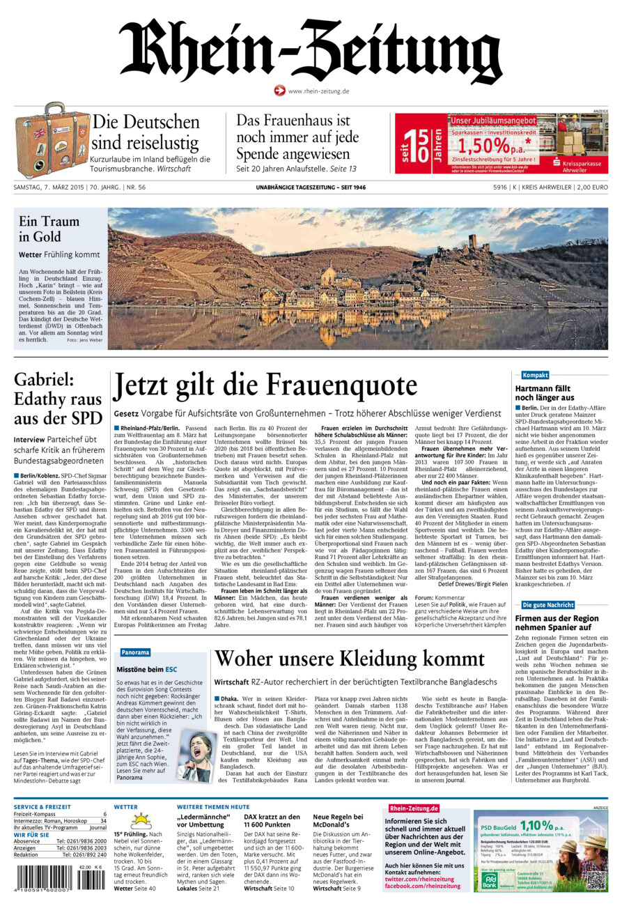 Rhein-Zeitung Kreis Ahrweiler vom Samstag, 07.03.2015