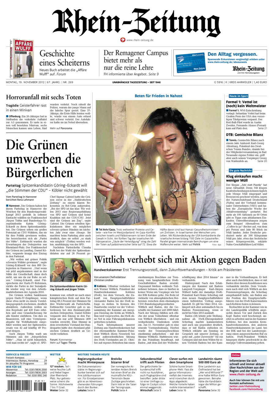 Rhein-Zeitung Kreis Ahrweiler vom Montag, 19.11.2012