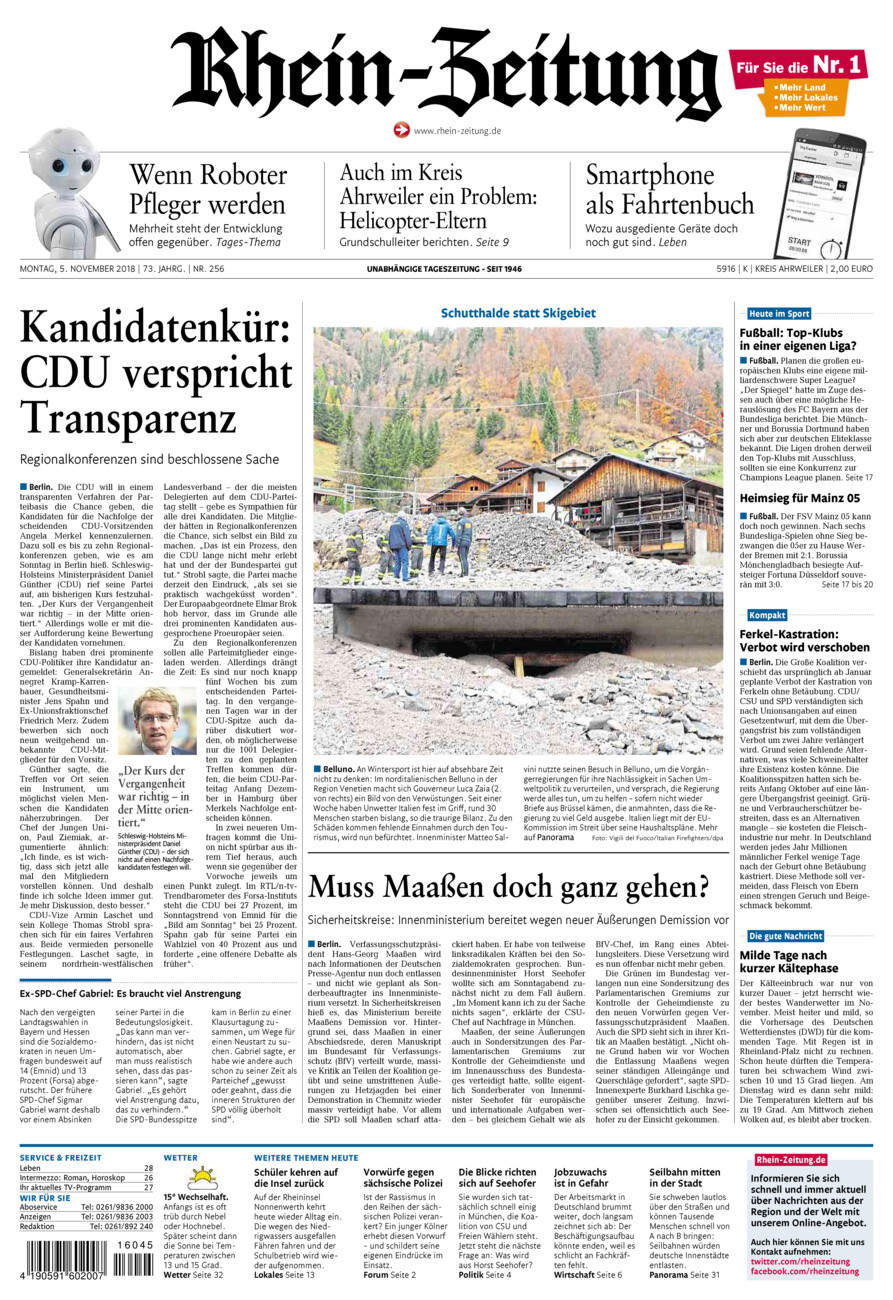 Rhein-Zeitung Kreis Ahrweiler vom Montag, 05.11.2018