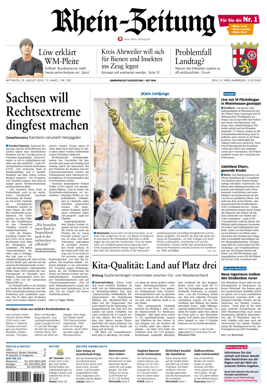 Rhein-Zeitung Kreis Ahrweiler vom Mittwoch, 29.08.2018