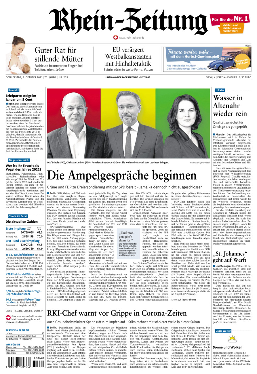 Rhein-Zeitung Kreis Ahrweiler vom Donnerstag, 07.10.2021