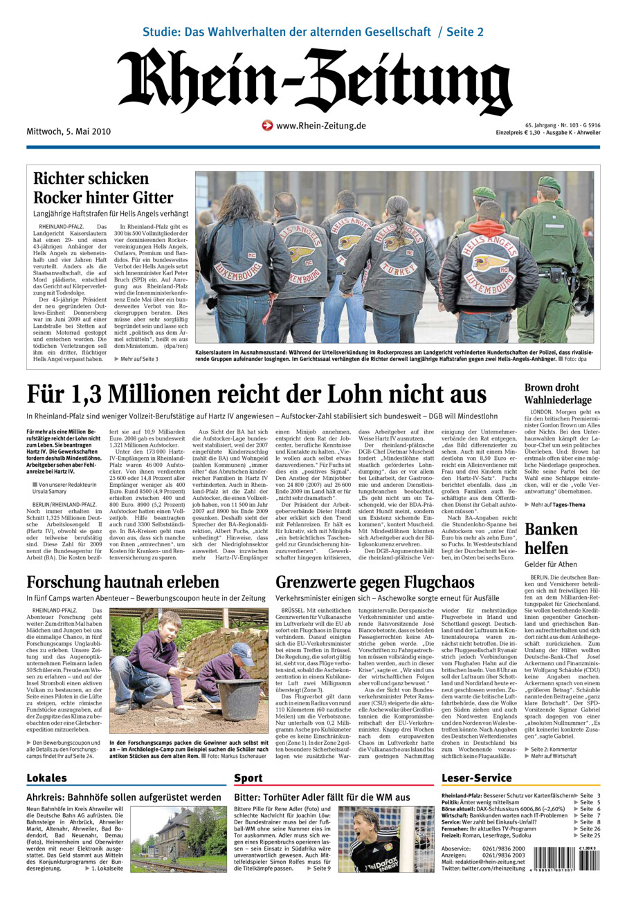 Rhein-Zeitung Kreis Ahrweiler vom Mittwoch, 05.05.2010