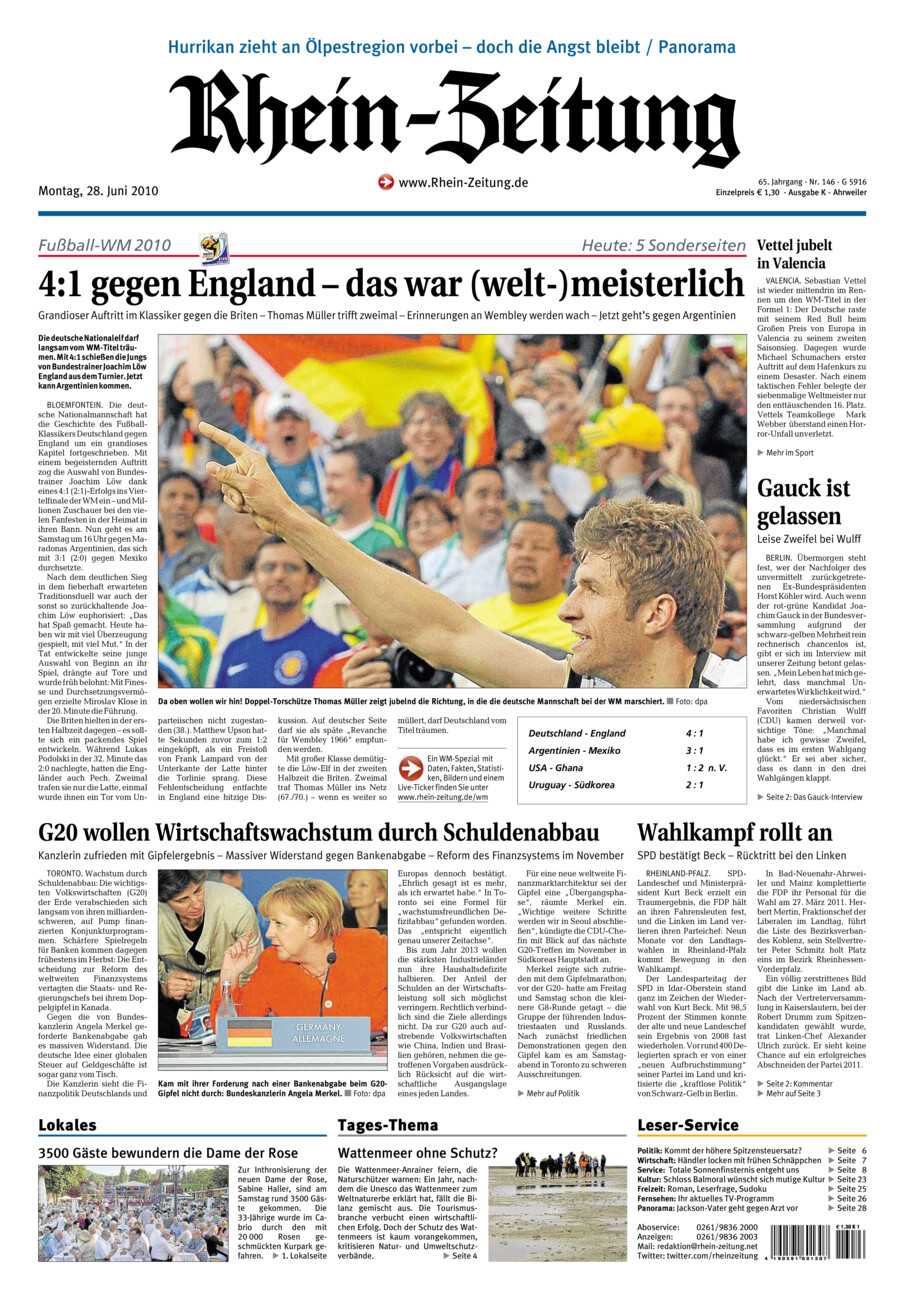 Rhein-Zeitung Kreis Ahrweiler vom Montag, 28.06.2010