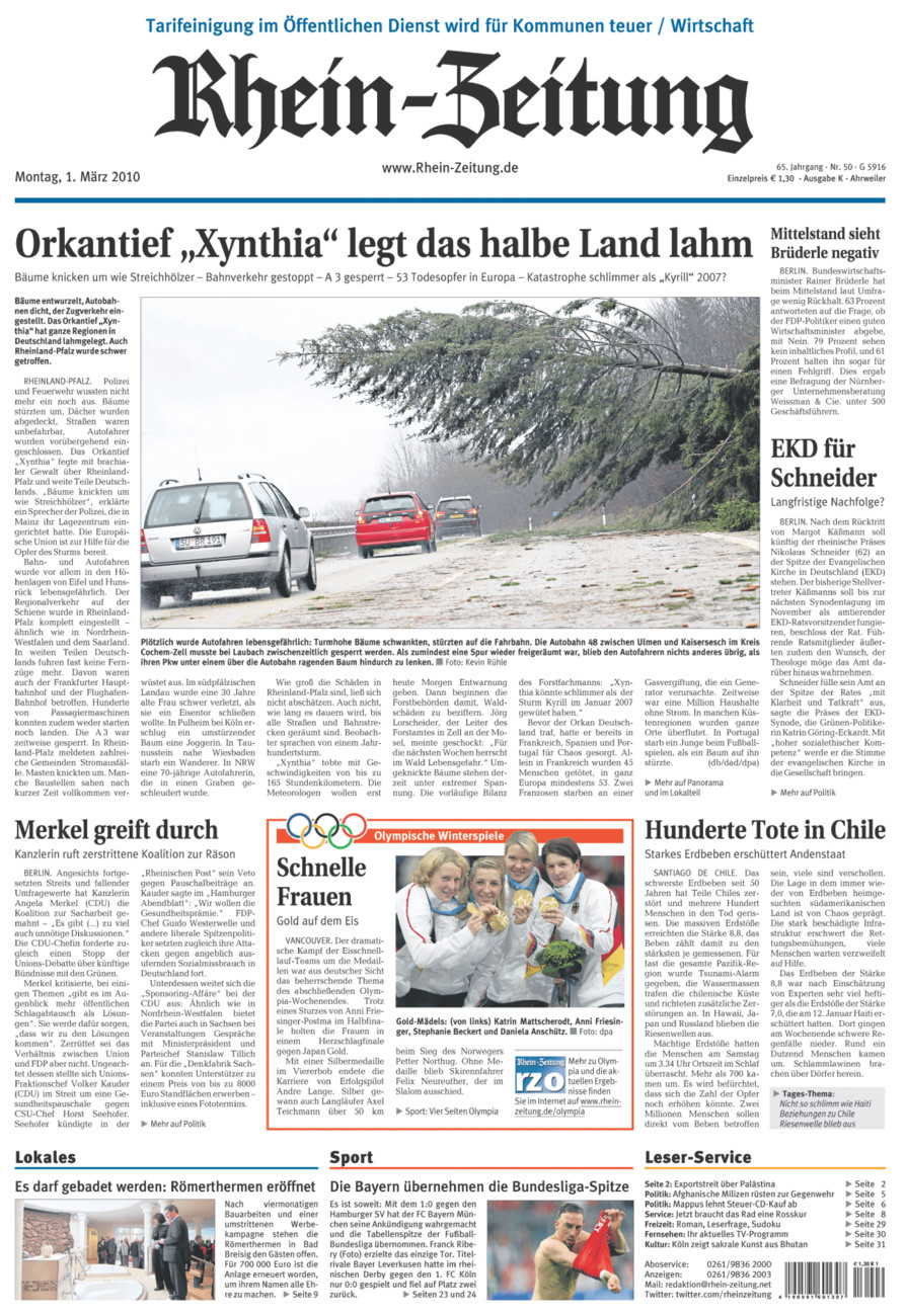 Rhein-Zeitung Kreis Ahrweiler vom Montag, 01.03.2010