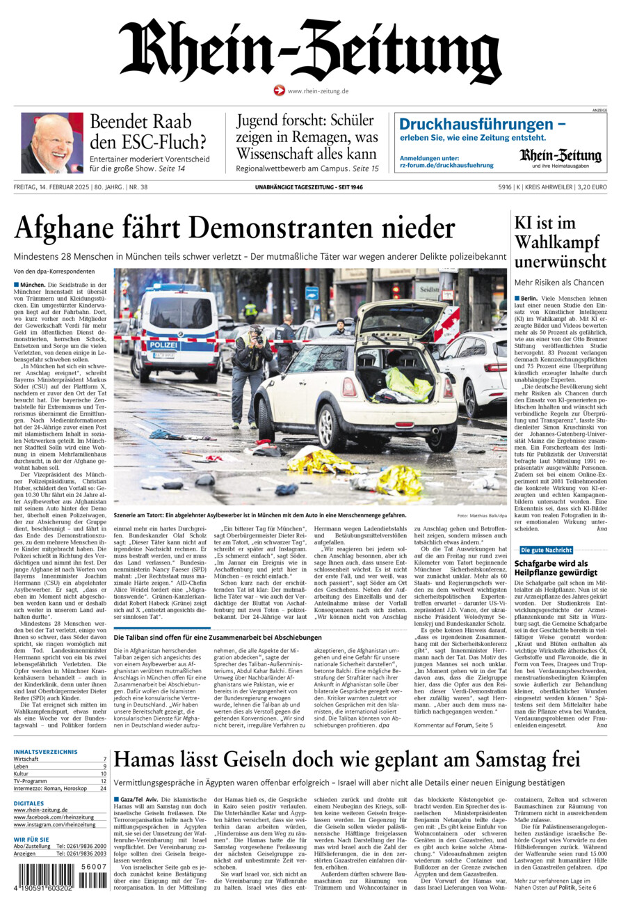 Rhein-Zeitung Kreis Ahrweiler vom Freitag, 14.02.2025