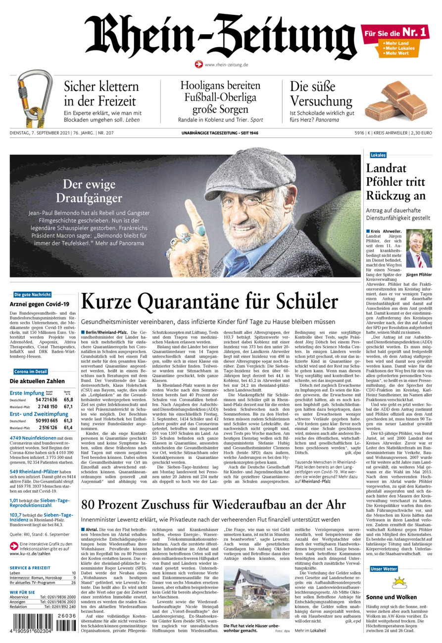 Rhein-Zeitung Kreis Ahrweiler vom Dienstag, 07.09.2021