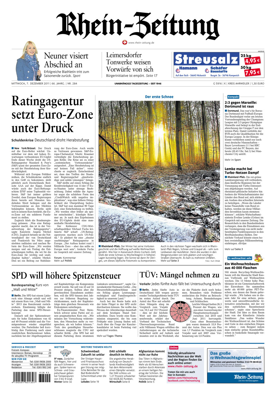 Rhein-Zeitung Kreis Ahrweiler vom Mittwoch, 07.12.2011