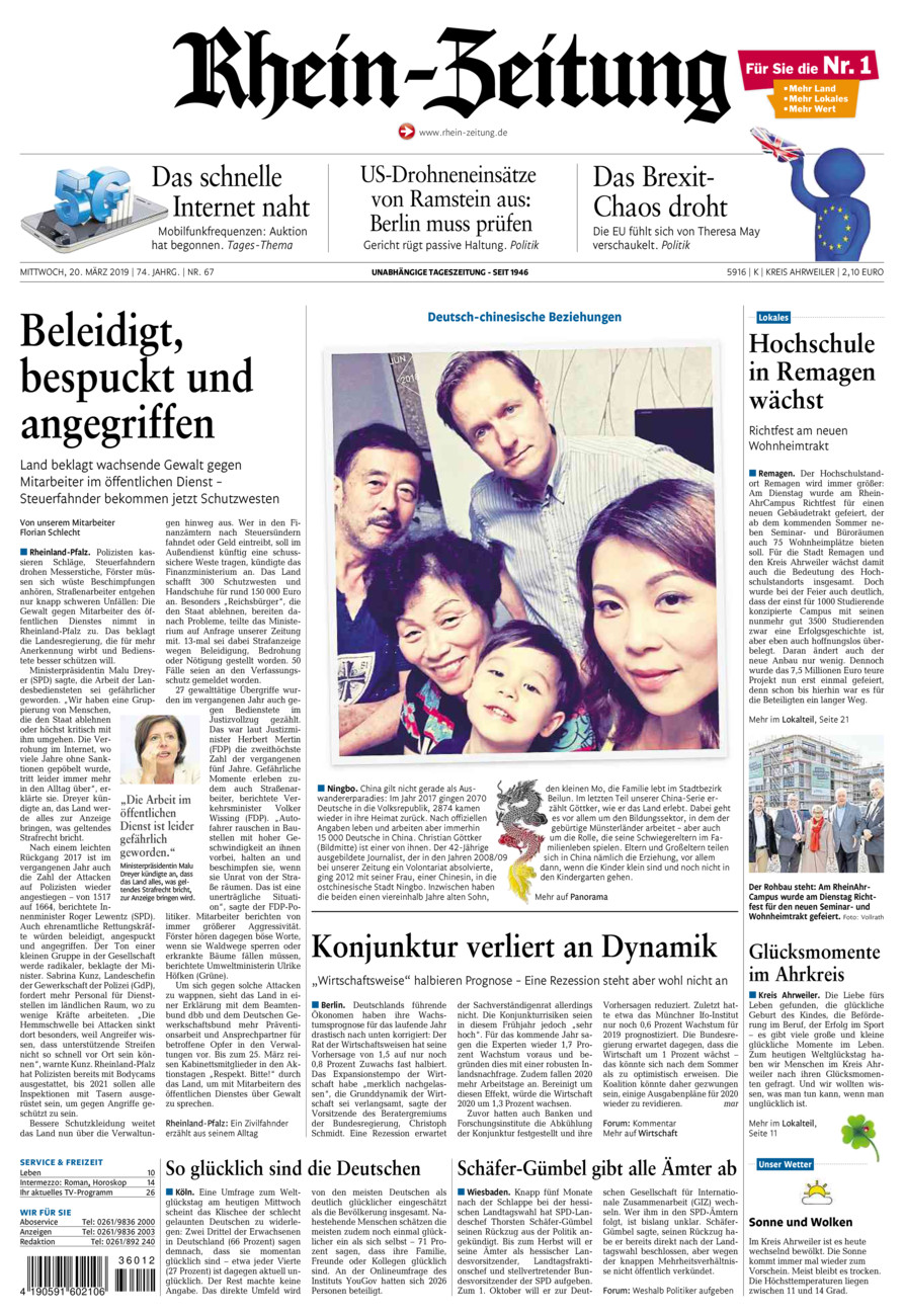 Rhein-Zeitung Kreis Ahrweiler vom Mittwoch, 20.03.2019