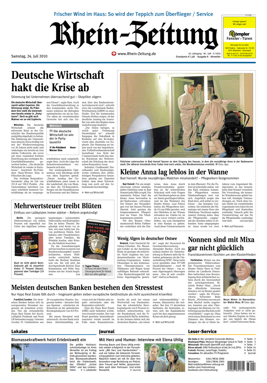Rhein-Zeitung Kreis Ahrweiler vom Samstag, 24.07.2010