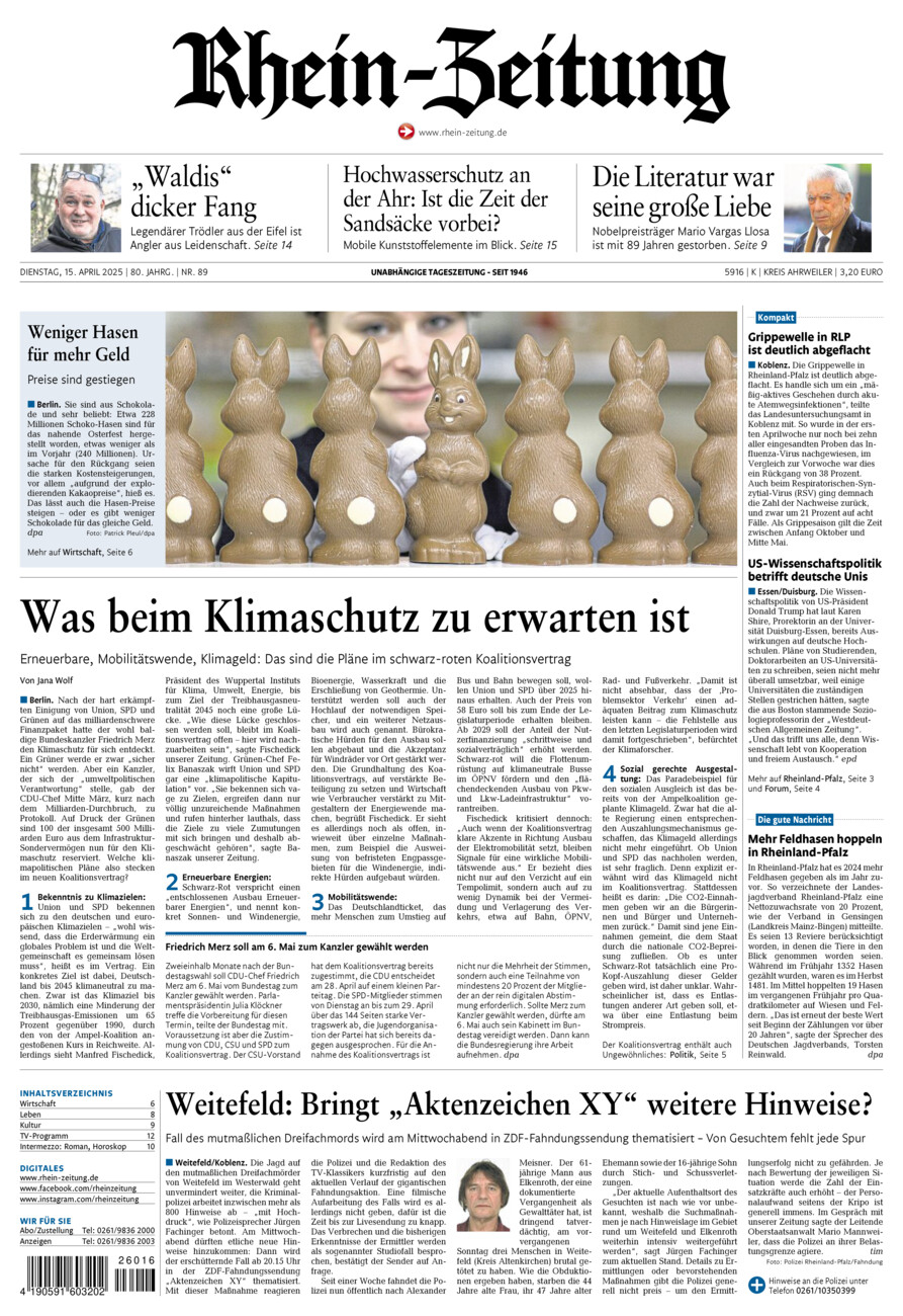 Rhein-Zeitung Kreis Ahrweiler vom Dienstag, 15.04.2025