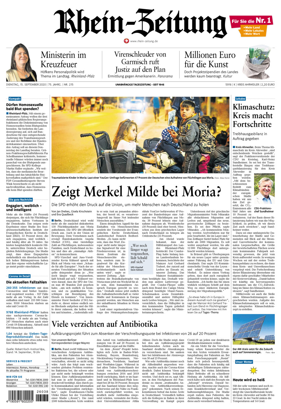 Rhein-Zeitung Kreis Ahrweiler vom Dienstag, 15.09.2020
